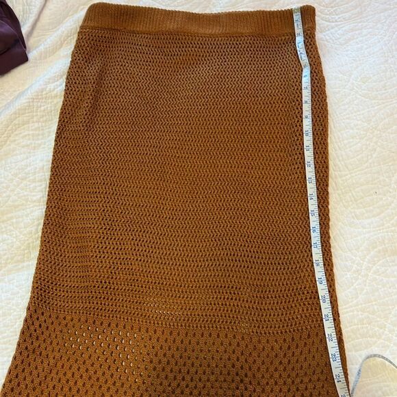 House of Harlow 1960 Crochet Fringe Midi Skirt Burnt Orange Large Boho Retro 70s - Picture 6 of 10